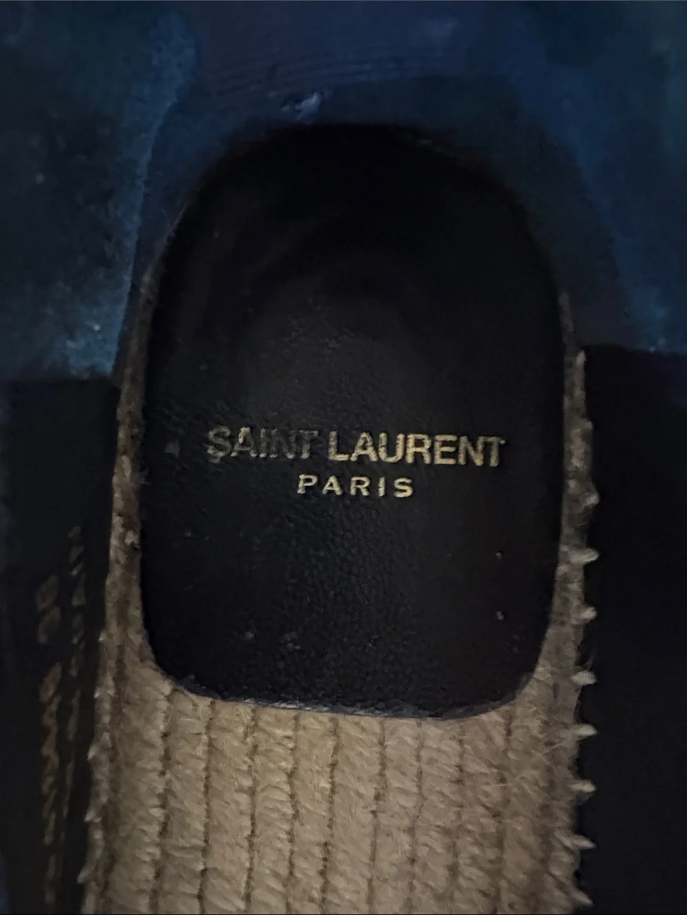 Saint Laurent Black Floral Espadrilles with Silver Stud Trim
